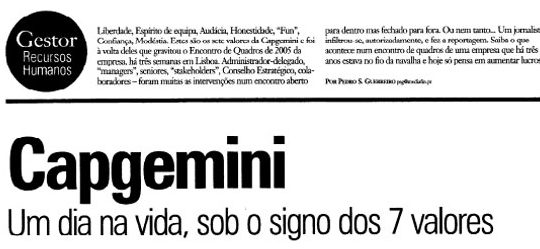 7 core values | Paulo Morgado in Jornal de Negócios