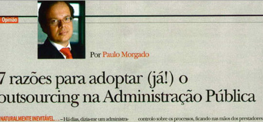 Outsourcing in the Public Administration | Paulo Morgado in PRÉMIO