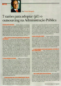 Outsourcing in the Public Administration | Paulo Morgado in PRÉMIO