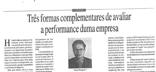 Company performance evaluation | Paulo Morgado in Jornal de Leiria