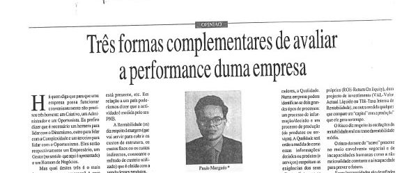Company performance evaluation | Paulo Morgado in Jornal de Leiria